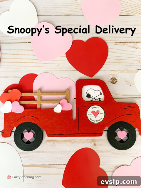 Snoopy’s Special Delivery Truck Craft Project for Kids 2 Snoopy's Special Delivery TruckCraft, best easy Valentine's Day crafts for kids and adults, red truck valentine's craft, peanuts gang valentine, snoopy, charlie brown , Charles M. Schulz Museum workshops, Party Pinching