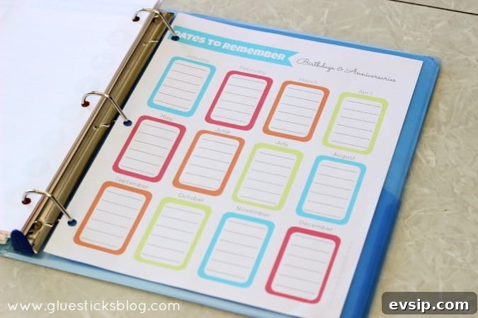 printable birthday printable in binder