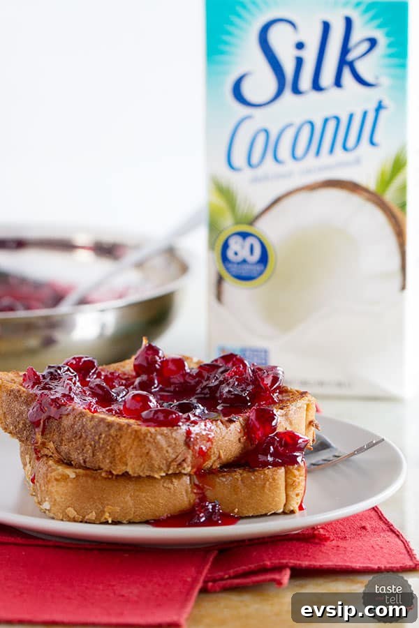 Coconut Crusted Oven Baked French Toast with Cranberry Syrup