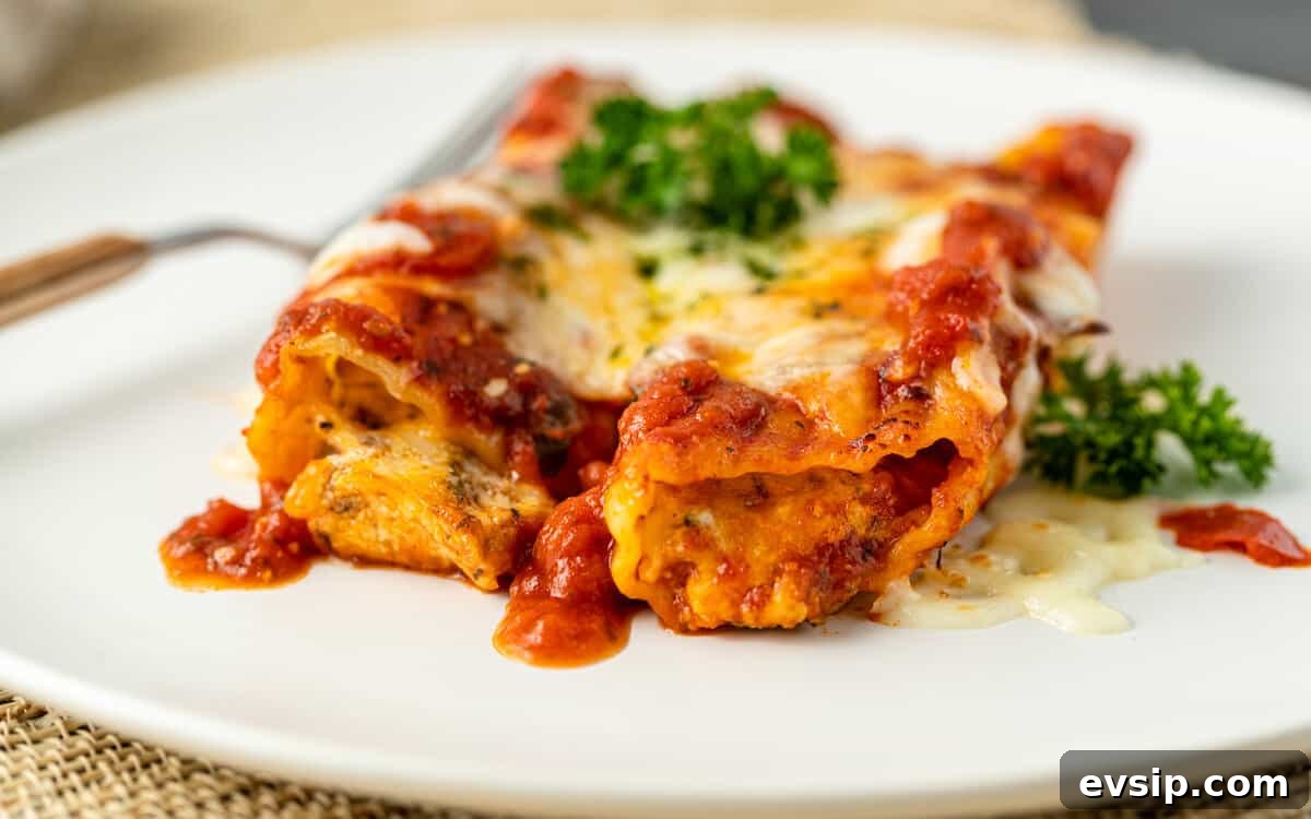 Cheesy Beef Manicotti Recipe with Homemade Marinara 3 process: manicotti ready to bake in a dish
