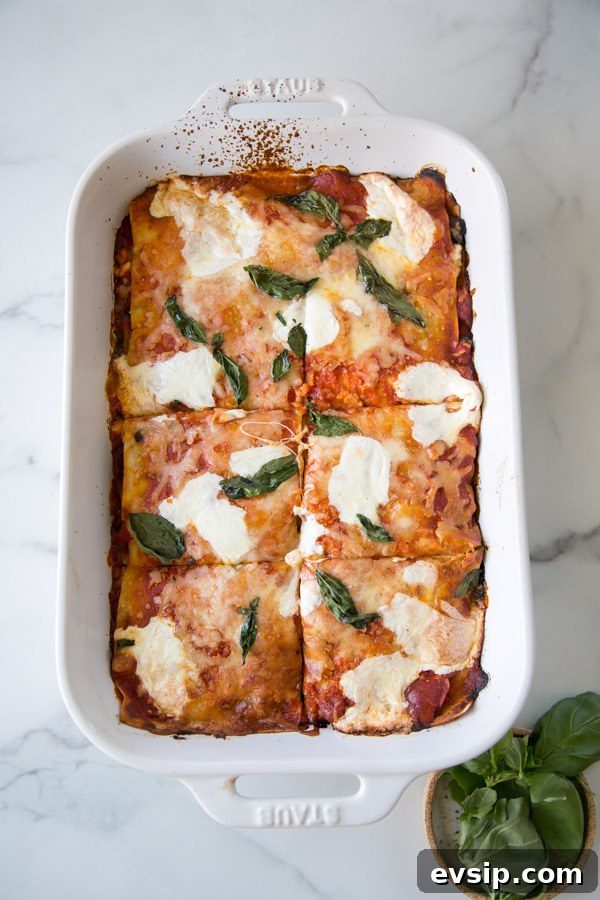 Low FODMAP Lasagna Recipe with eggplant, kale and no boil gluten-free noodles - Plus more low FODMAP vegetarian recipes!