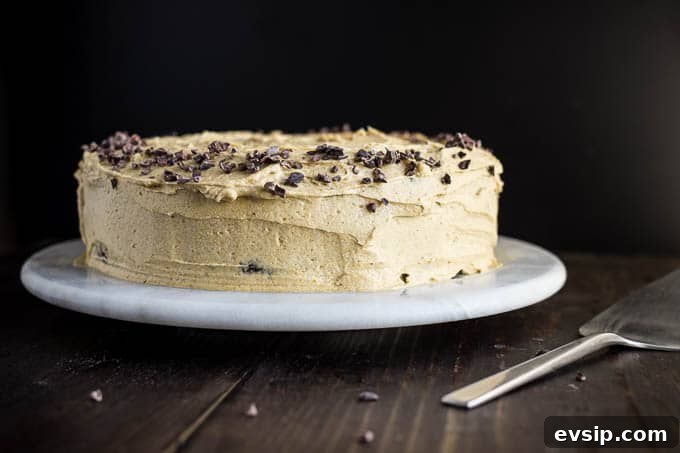 Chocolate Cake with Pumpkin Spice Frosting Recipe & Tips 5 frosted cake on cake stand