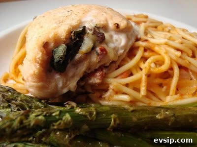 Plated stuffed chicken