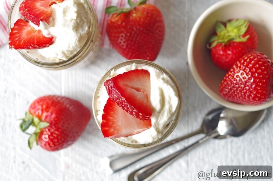 Irresistible Gluten-Free Brunch Recipes You’ll Crave Again 3 Strawberries and Cream Overnight Oats topped with sliced strawberries.