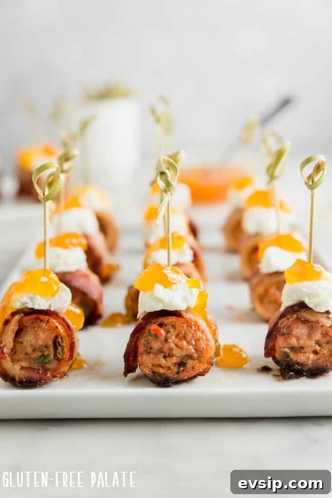 Irresistible Gluten-Free Brunch Recipes You’ll Crave Again 9 Sausage appetizers topped with goat cheese. Made for any fancy occasion.
