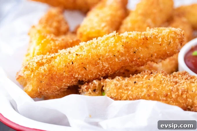 Crispy Mozzarella fried cheese sticks.