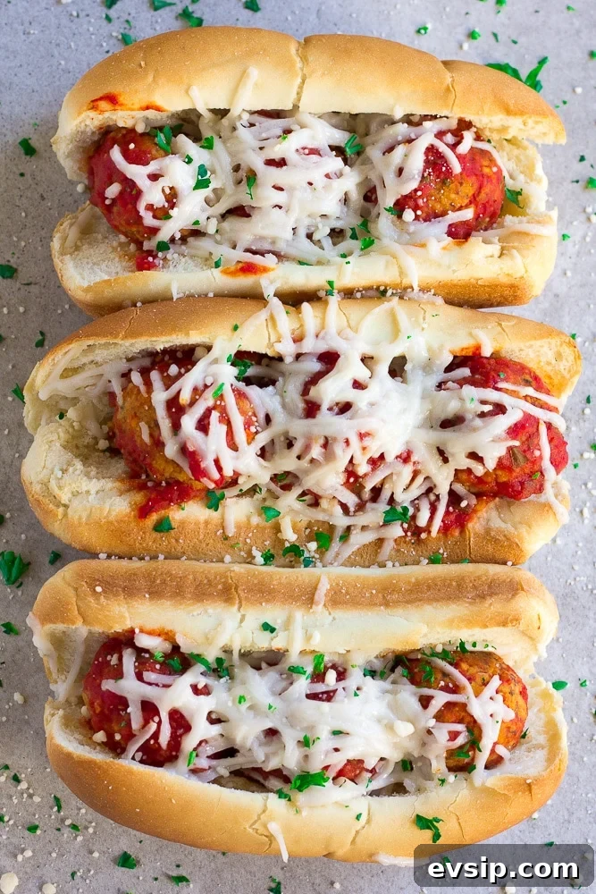 3 vegan meatball subs in a row after being baked