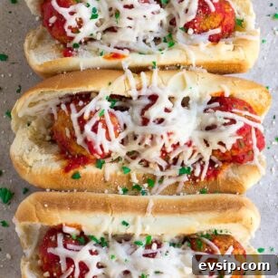 3 vegan meatball subs in a row after being baked