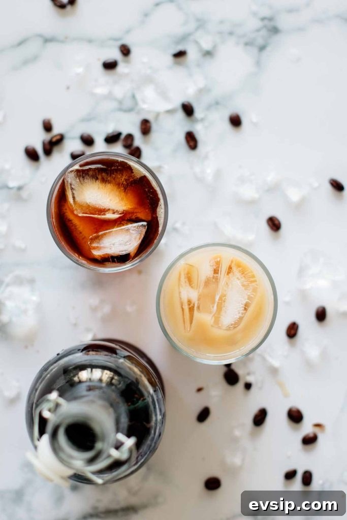 Cold Brew Coffee Concentrate: Ratios, Methods & Pro Tips 13 cups and bottle of cold beverage