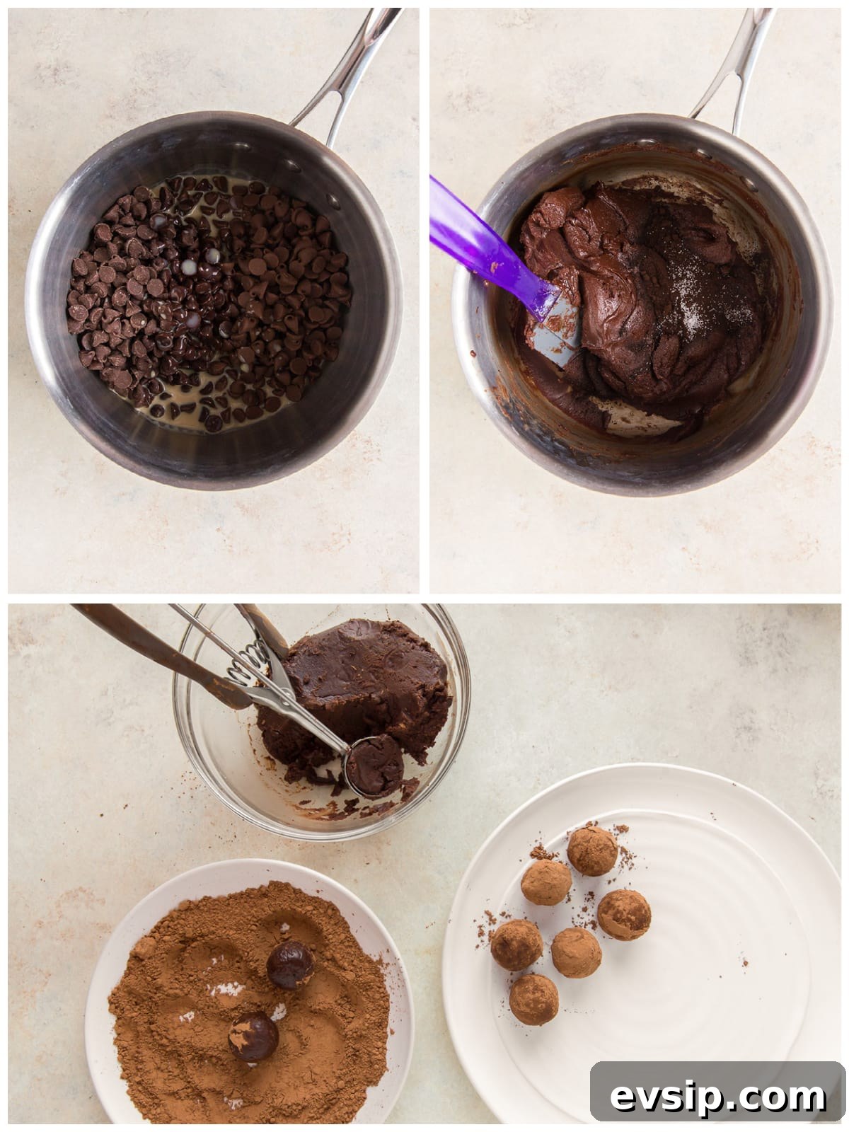 photo collage demonstrating how to make espresso truffles