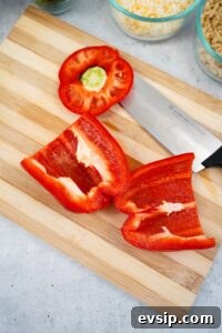 Slice the pepper in half lengthwise