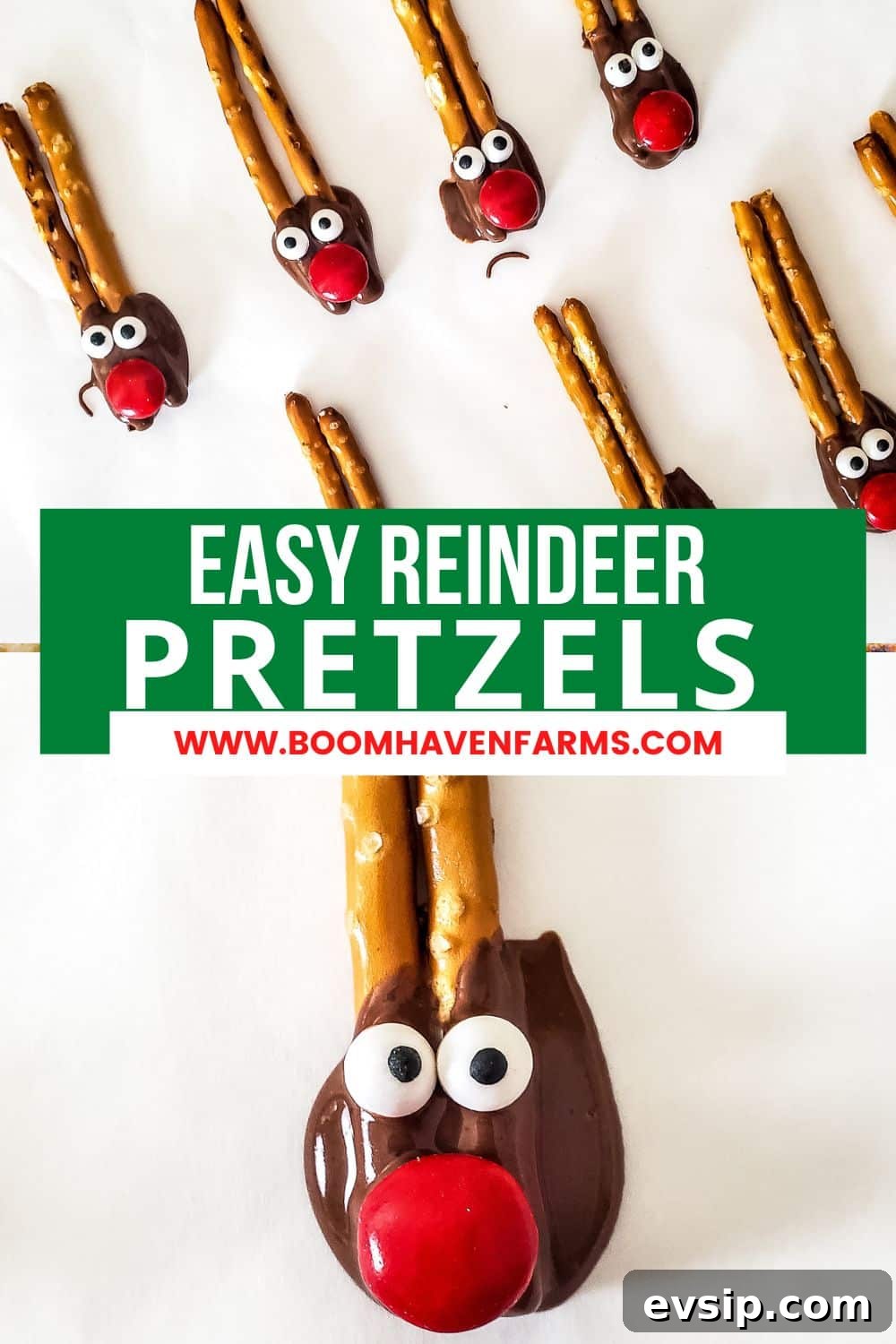 finished reindeer pretzels