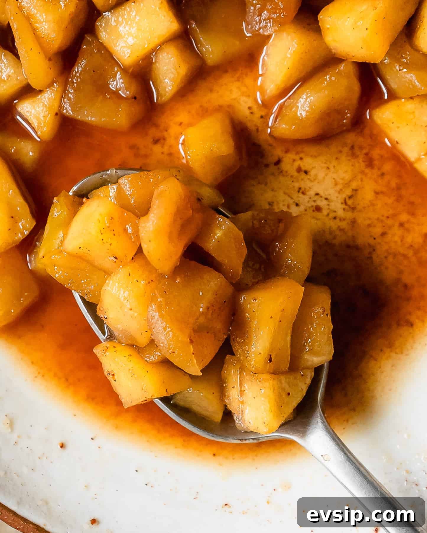 Apple compote is a quick and easy, sweet and chunky apple sauce made with fresh apples flavored with warming spices, vanilla and maple syrup. This apple compote recipe makes the perfect topping for pancakes, french toast, oatmeal, ice cream and more. 