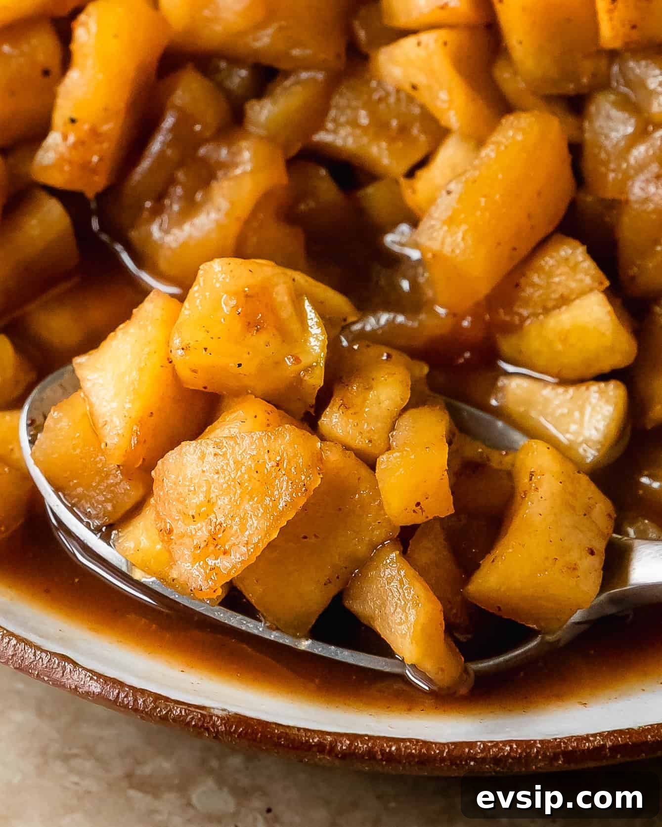 Apple compote is a quick and easy, sweet and chunky apple sauce made with fresh apples flavored with warming spices, vanilla and maple syrup. This apple compote recipe makes the perfect topping for pancakes, french toast, oatmeal, ice cream and more. 