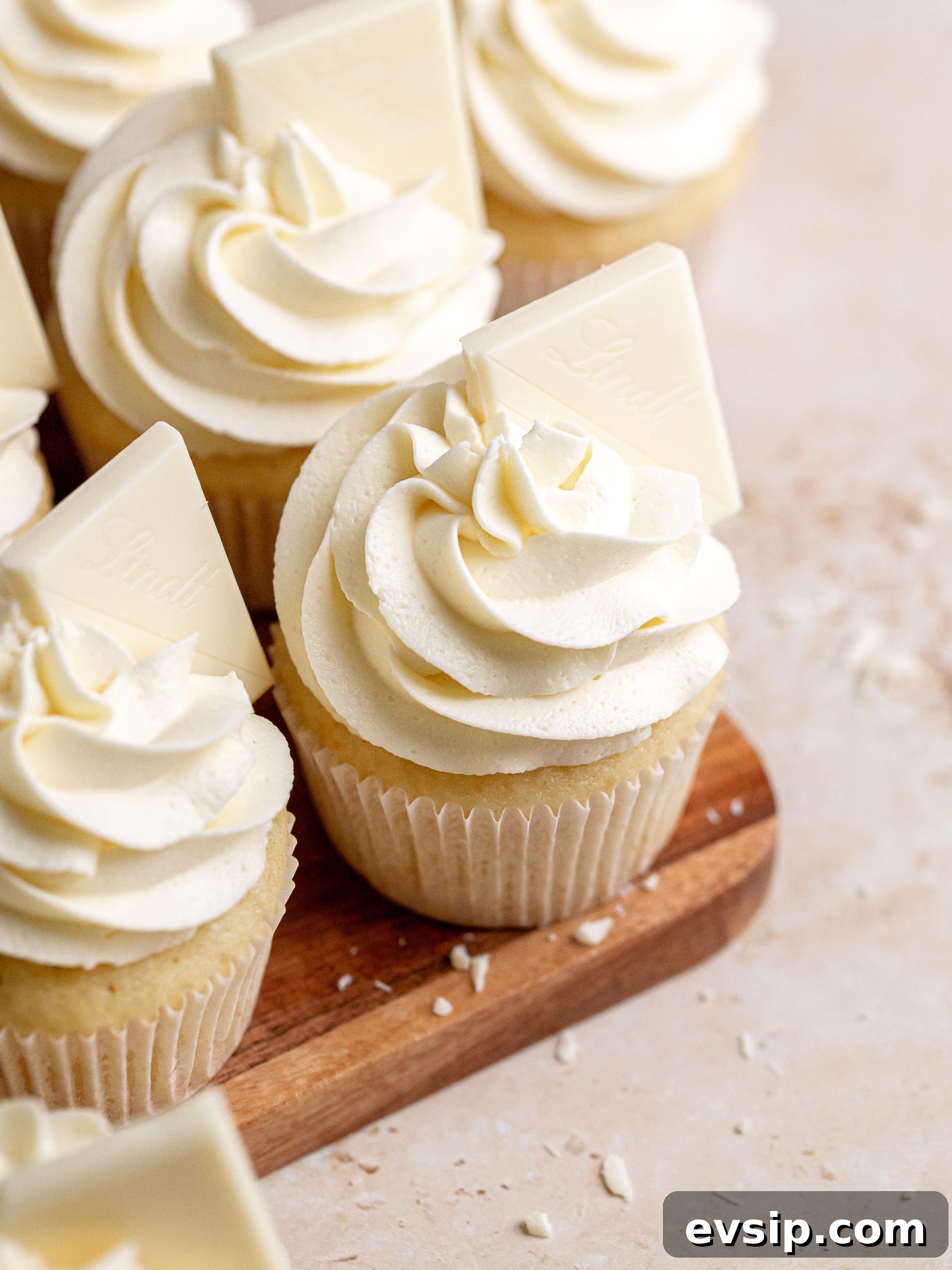 White Chocolate Cupcakes close-up
