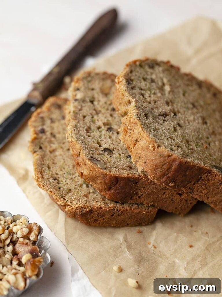 sliced zucchini bread made with gluten free ingredients