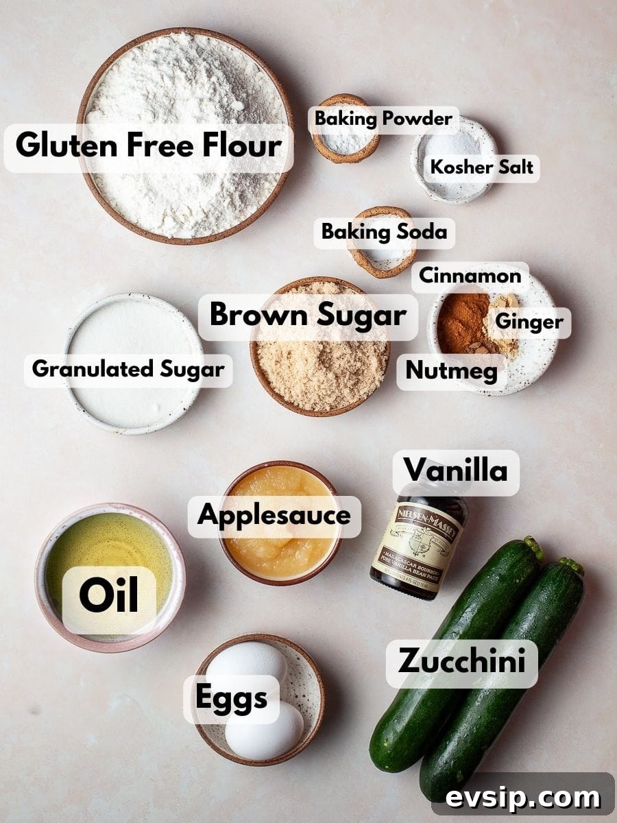 ingredients to make gluten free zucchini bread