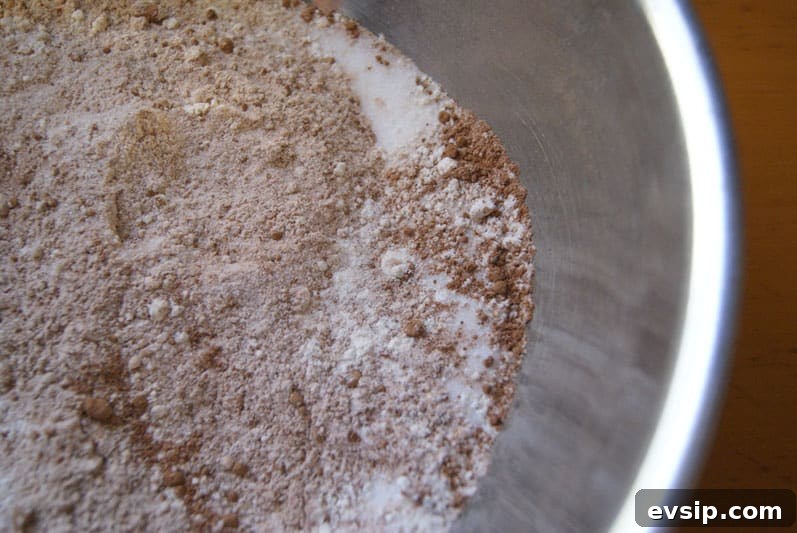 SONY DSC Dry ingredients for Mississippi Mud Brownies in a silver bowl