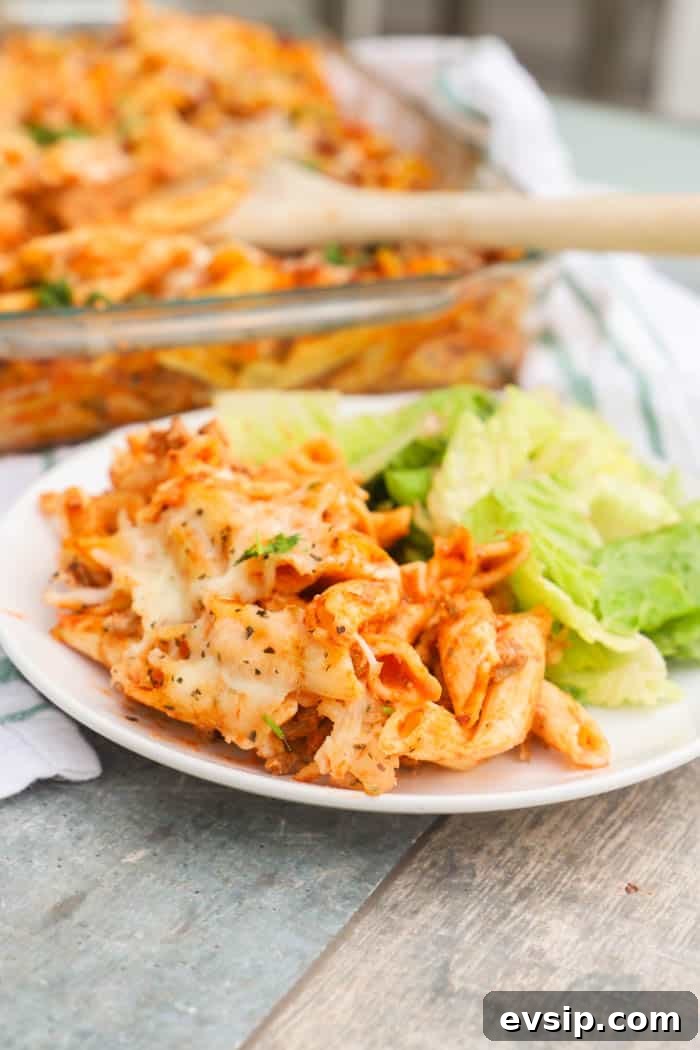 Pasta Bake on a white plate