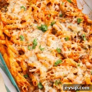 Pasta Bake in a clear casserole dish