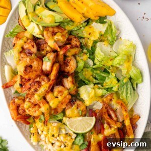 Mango shrimp salad on a platter.