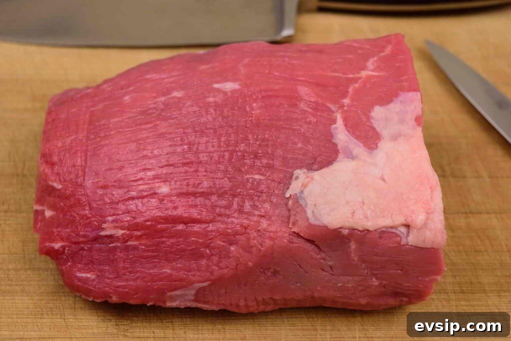 Eye of Round Roast on cutting board