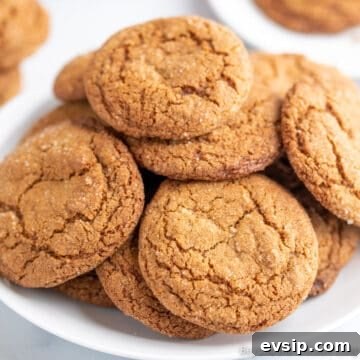Round brown cookies on a white plate.
