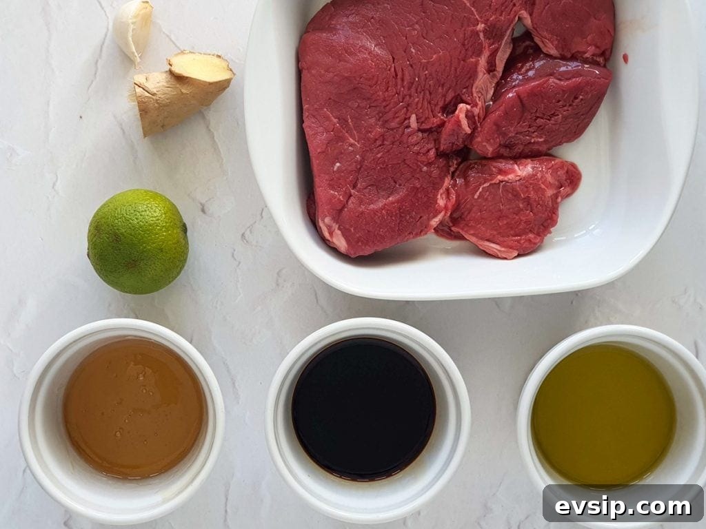 Ingredients for the honey lime steak