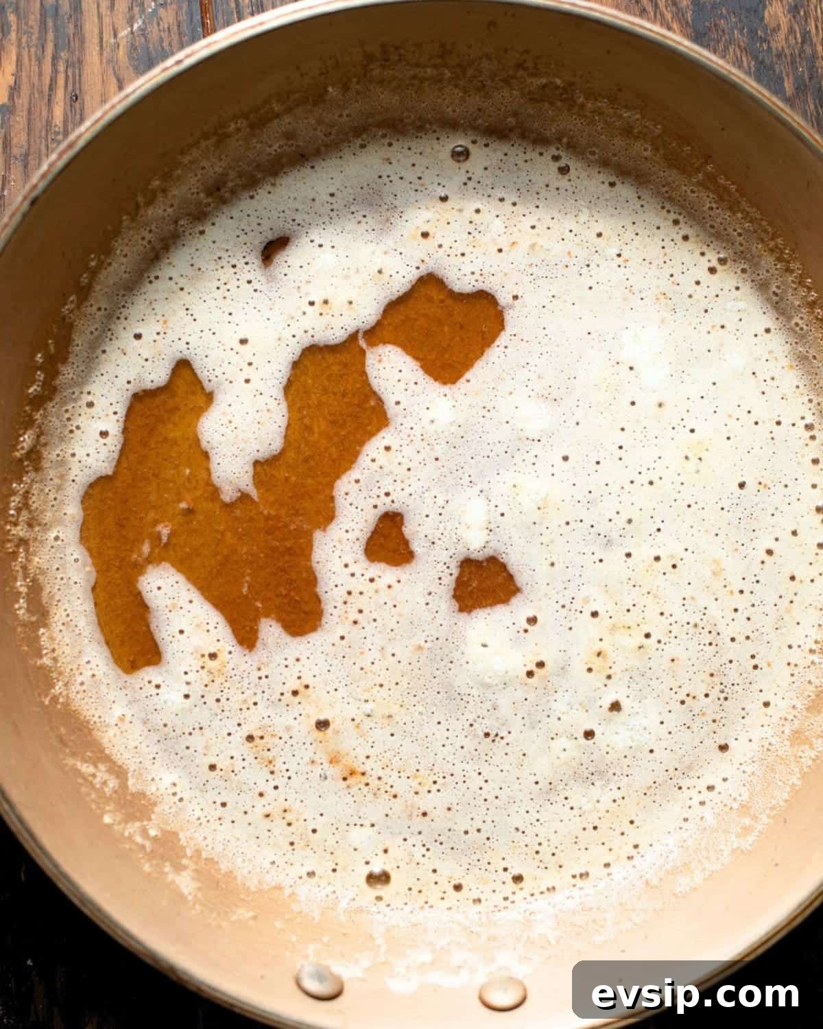 browned butter in a skillet.