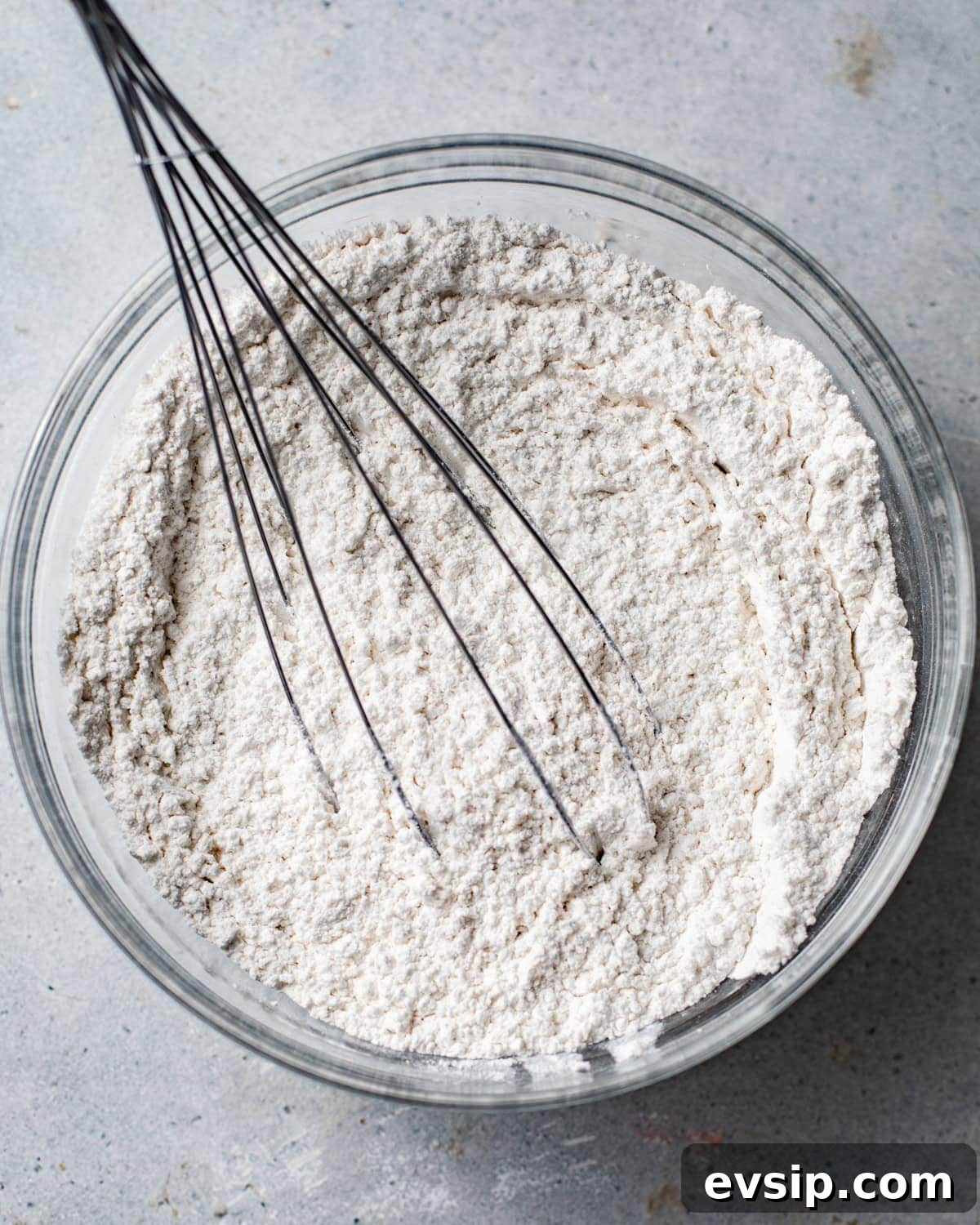 dry ingredients whisked together in a mixing bowl.
