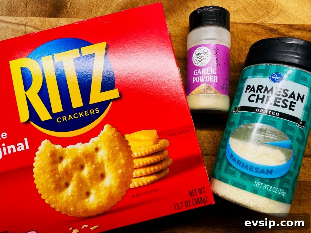 Ritz cracker box with parmesan cheese container