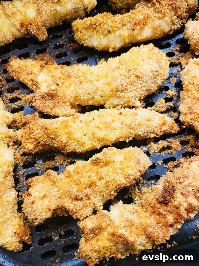 breaded chicken in air fryer after cooking