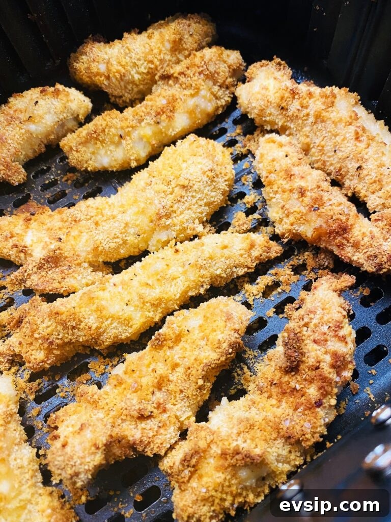 breaded chicken in air fryer after cooking