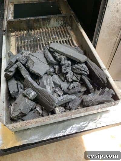 Charcoal in firebox