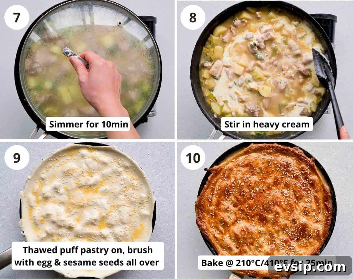 4 step by step instructions collage on baking the pie 