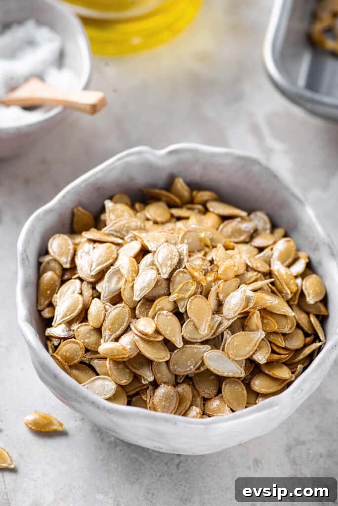 Crunchy Oven-Roasted Pumpkin Seeds for Snacking and Baking 6 roasted pumpkin seeds close-up