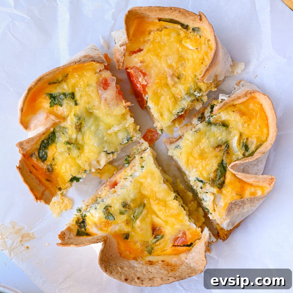 15 Delicious Cottage Cheese Recipes for Every Meal 6 High Protein Tortilla Quiche Bake, made with eggs and cottage cheese as a quick breakfast or lunch