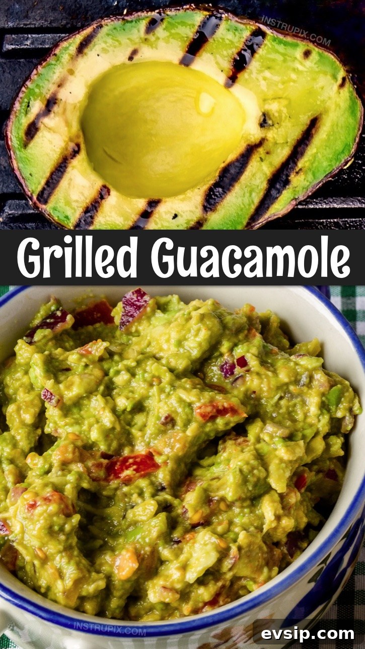Grilled Avocado Guacamole Recipe for Smoky Flavor 7 Grilled Guacamole Recipe: Serve it as a party dip with chips, a taco filling, spread over toast or served low carb with chicken or steak. This is the BEST homemade guacamole recipe with a lovely smoky flavor! It's also simple and easy to make. #guacamole #grilled #avocados #instrupix