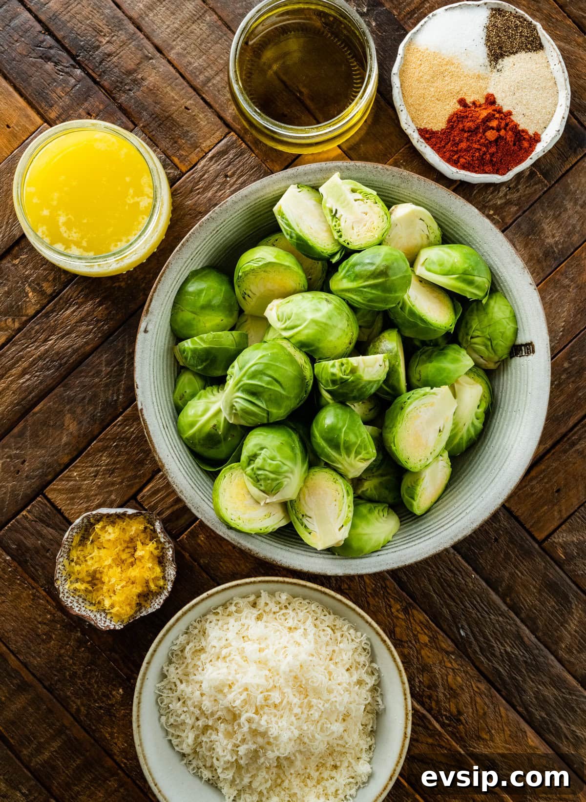 ingredients for Parmesan Brussels Sprouts Recipe.