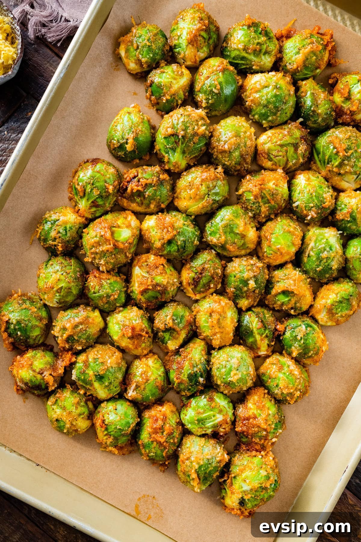 How to make Parmesan Brussels Sprouts Recipe step-by-step with photos: place on a baking sheet and bake.