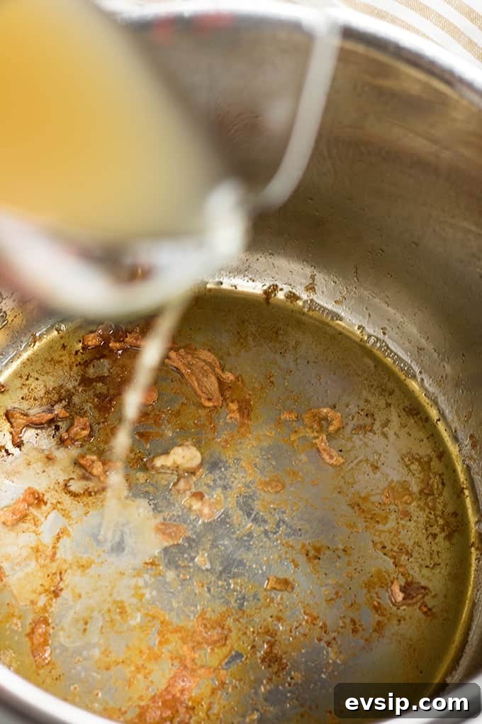 deglaze instant pot with chicken broth
