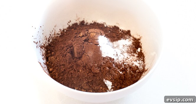 Dry ingredients in a white mixing bowl.