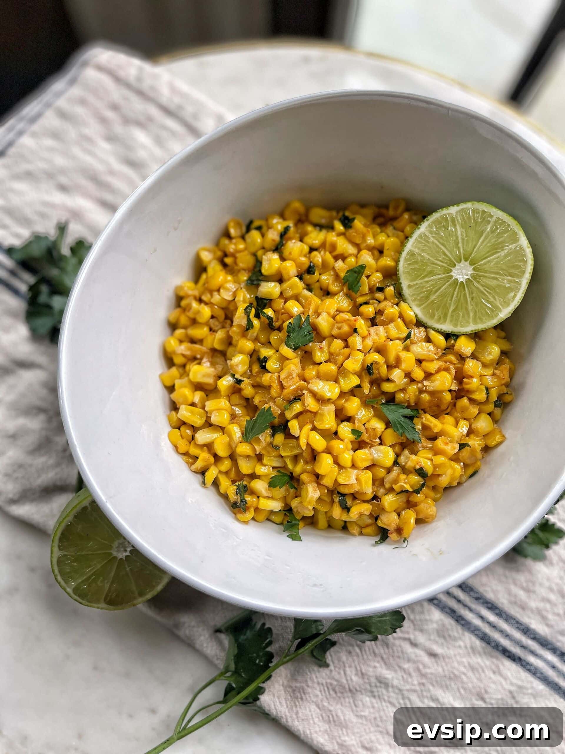 Chili Lime Sauteed Corn plated