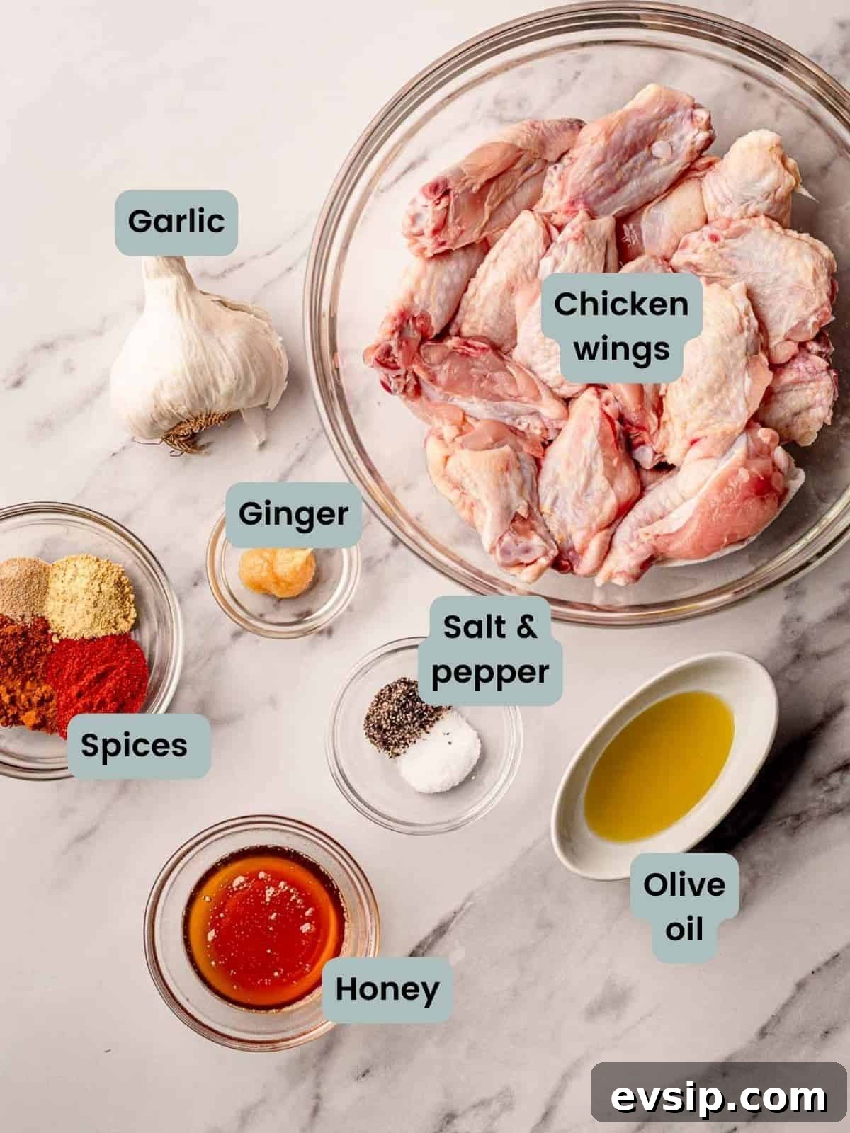 Ingredients in air fryer dry rub wings.
