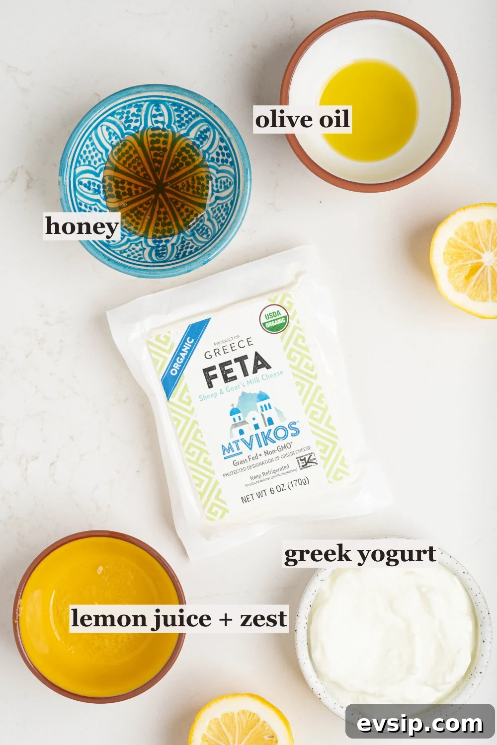 Bowls of honey, oil, and more.