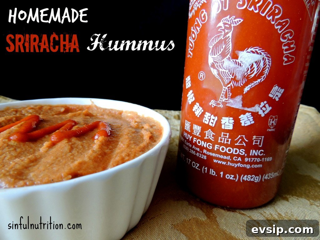 Spicy Sriracha Hummus - A quick and easy recipe with no added oils or tahini required!