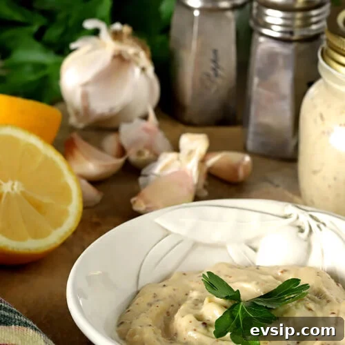 Roasted Garlic Aioli Ingredients Including Garlic and Lemon
