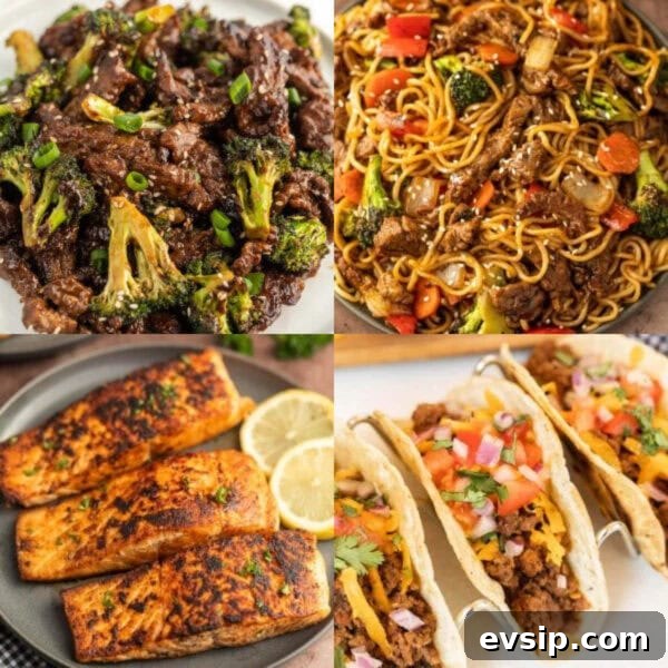 Top Blackstone Griddle Appetizers for Parties and Game Day 21 Four different images of food with a text overlay that says "easy weeknight meals".