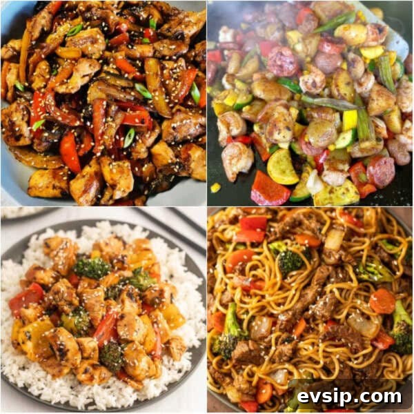 Top Blackstone Griddle Appetizers for Parties and Game Day 23 Four pictures of different types of asian food.