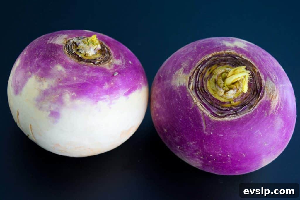 two turnips on black background 